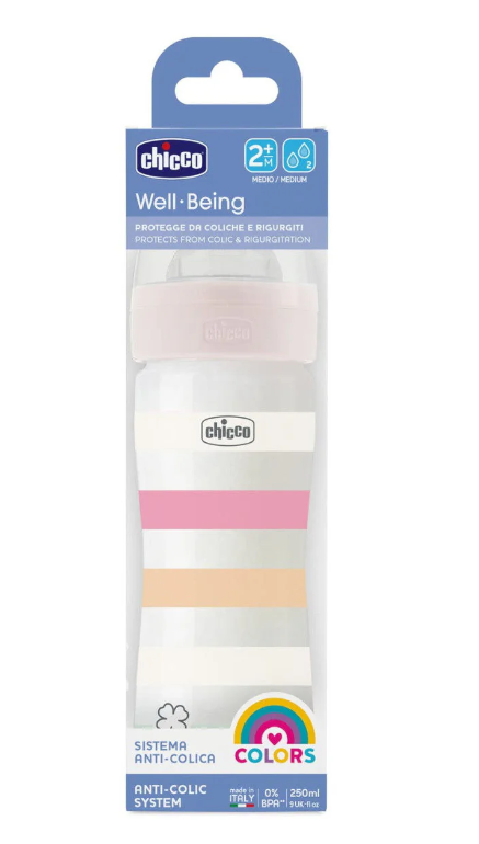 CHICCO - WELL BEING Πλαστικό Μπιμπερό ΘΣ 2m+ (Girl) - 250ml